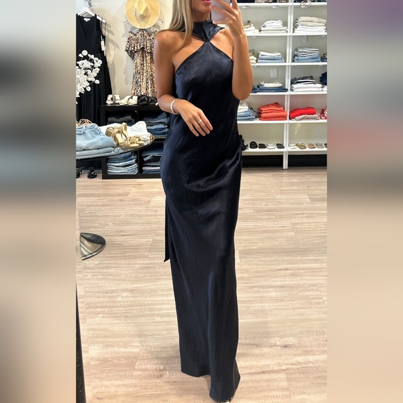 New Best Seller! Amanda Uprichard Navy Blue Silk Gown Sz Medium- Sells for $290! - Picture 15 of 16